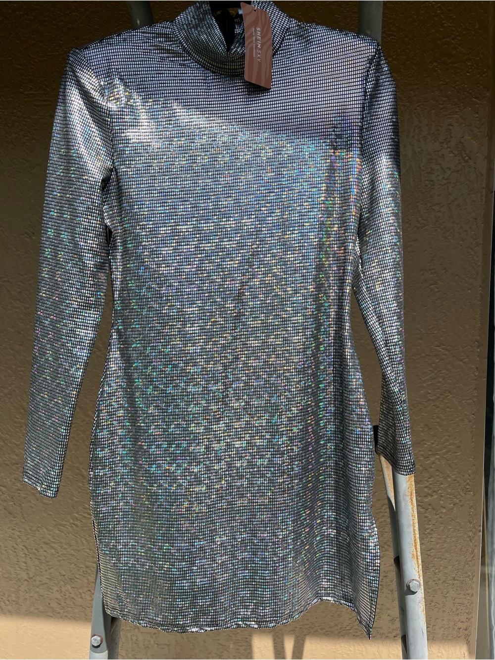 Disco ball 🪩 Silver Long-Sleeve Dress